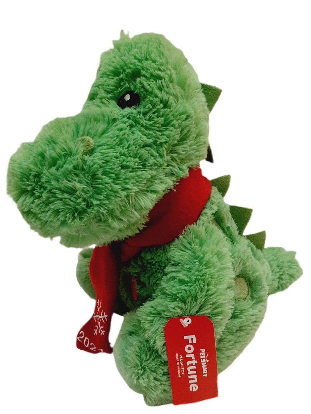 π PetSmart 2021 Fortune Holiday Dog Toy Green Dinosaur Dragon Plush Squeaker
